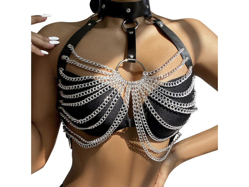 SUBBLIME - CHEST HARNESS WITH BIG RING CHAINS ONE SIZE