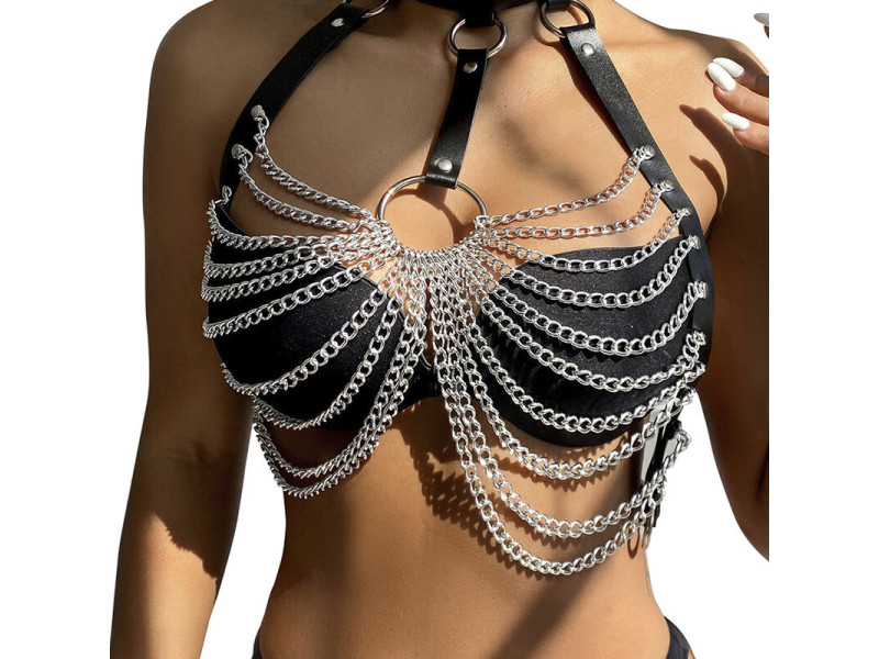 SUBBLIME - CHEST HARNESS WITH BIG RING CHAINS ONE SIZE