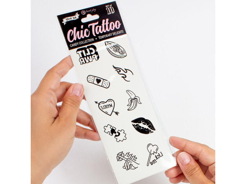 SECRET PLAY - SET OF 10 CANDY COLLECTION TEMPORARY TATTOOS