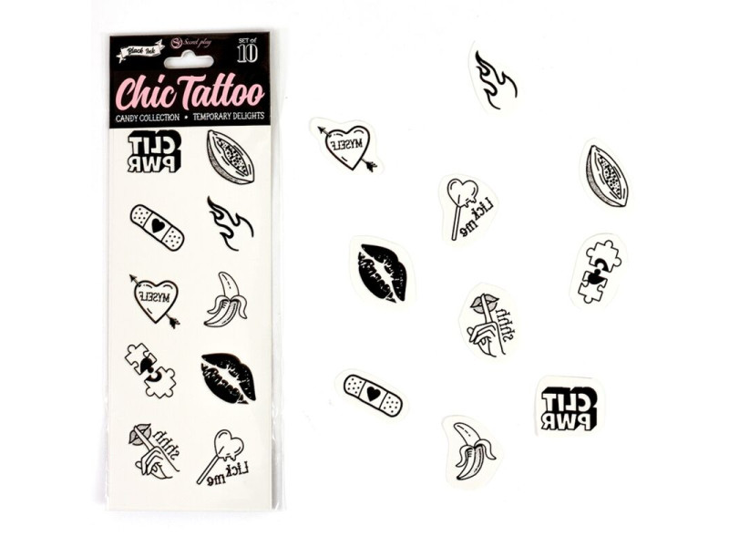 SECRET PLAY - SET OF 10 CANDY COLLECTION TEMPORARY TATTOOS