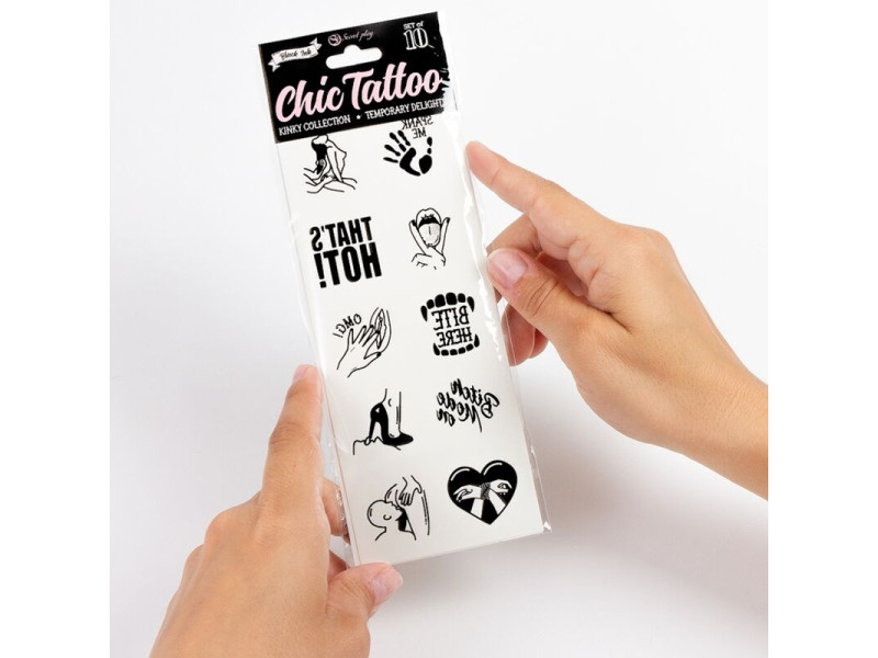 SECRET PLAY - SET OF 10 TEMPORARY TATTOOS KINKY COLLECTION