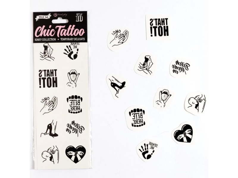 SECRET PLAY - SET OF 10 TEMPORARY TATTOOS KINKY COLLECTION