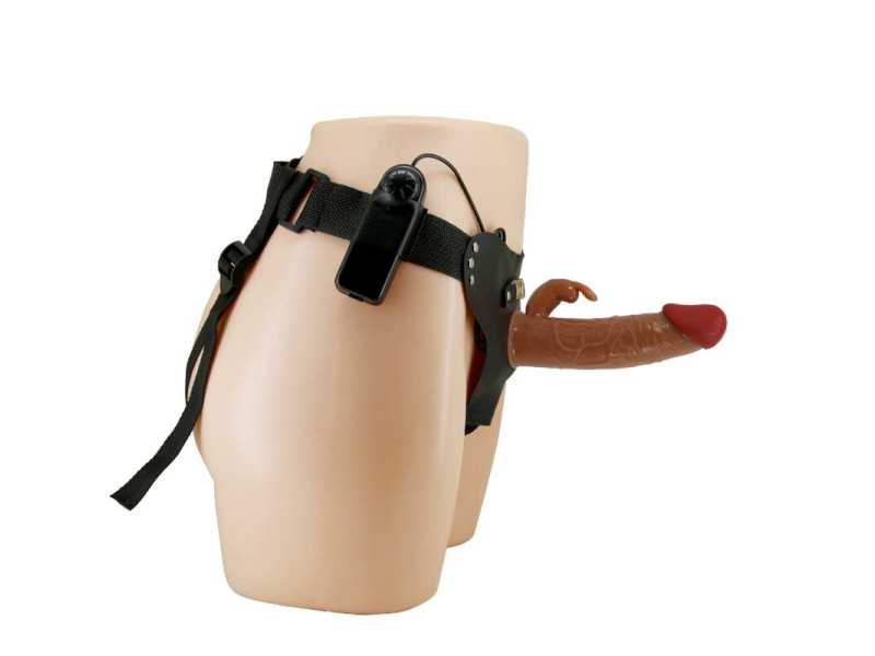 PRETTY LOVE - MARION HARNESS UNIVERSAL BRIEFS WITH VIBRATION DILDO 19 CM BROWN