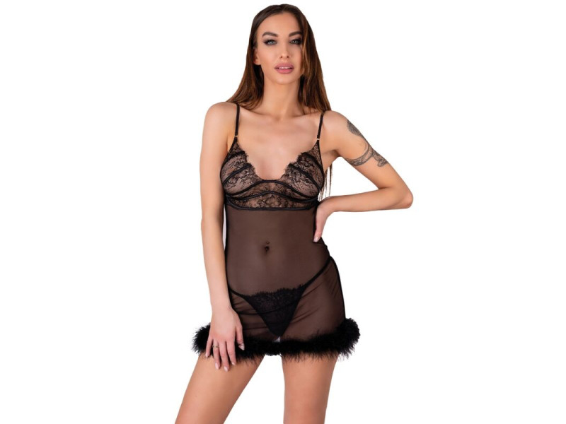 LIVCO CORSETTI FASHION - ZERUNAM SET BABYDOLL + BLACK THONG