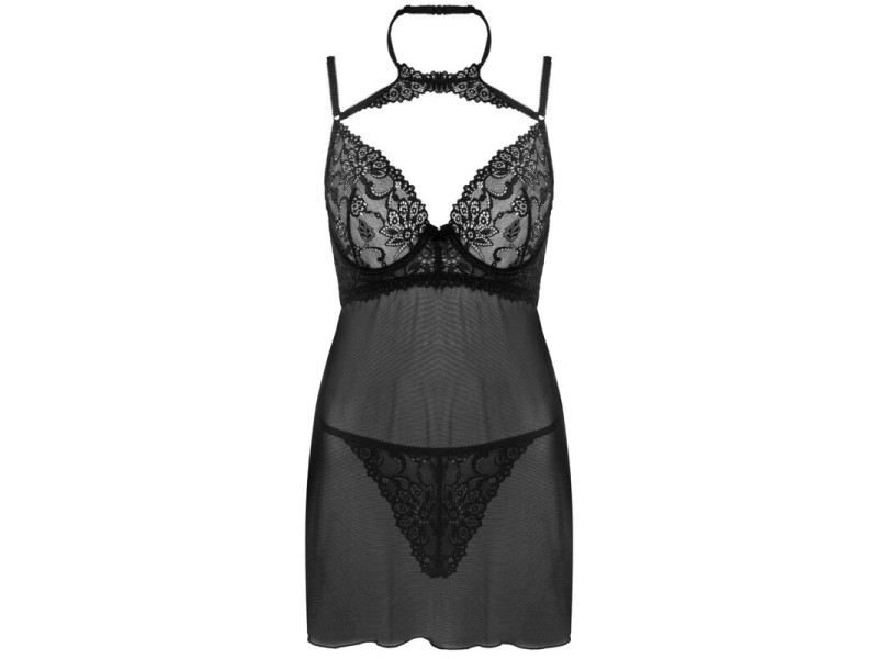 LIVCO CORSETTI FASHION - BINELLA SET BABYDOLL + THONG BLACK