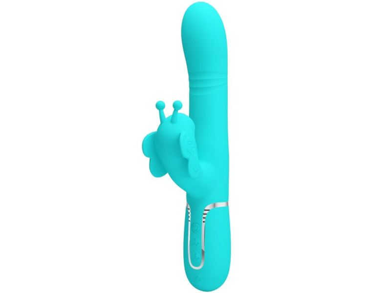 PRETTY LOVE - MULTIFUNCTION RABBIT VIBRATOR 4 IN 1 BUTTERFLY AQUA GREEN