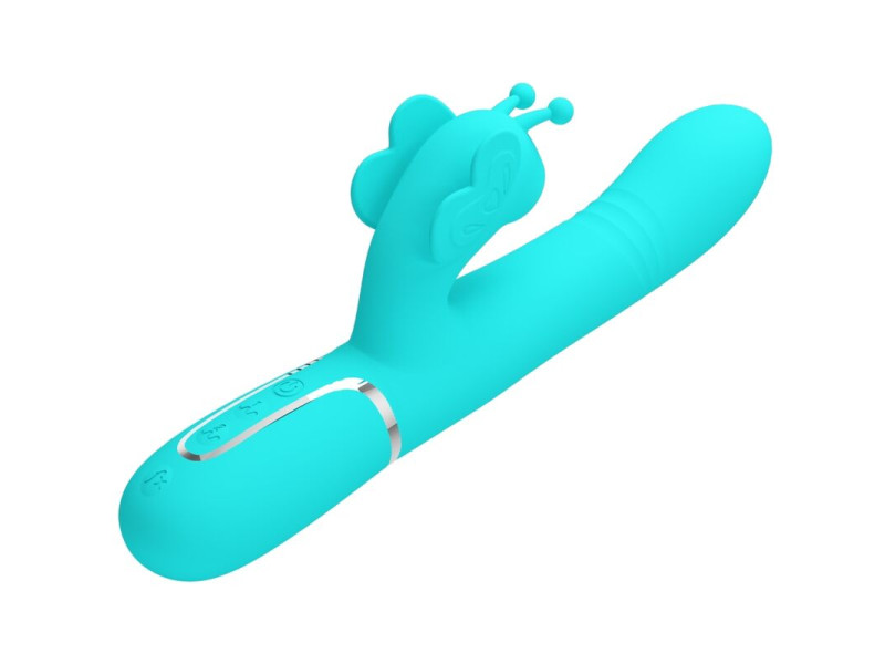 PRETTY LOVE - MULTIFUNCTION RABBIT VIBRATOR 4 IN 1 BUTTERFLY AQUA GREEN