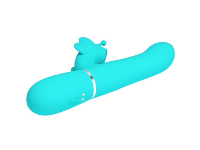 PRETTY LOVE - MULTIFUNCTION RABBIT VIBRATOR 4 IN 1 BUTTERFLY AQUA GREEN