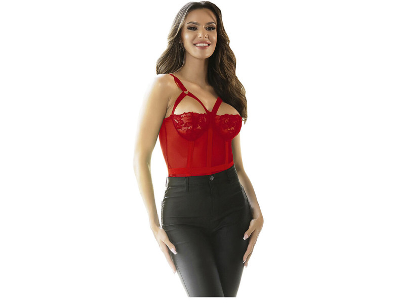 SUBBLIME - TEDDY WITH GARTER STRAP DETAIL CHEST RED S/M