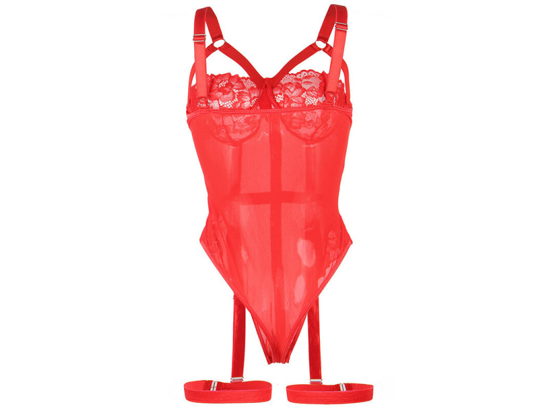 SUBBLIME - TEDDY WITH GARTER STRAP DETAIL CHEST RED S/M