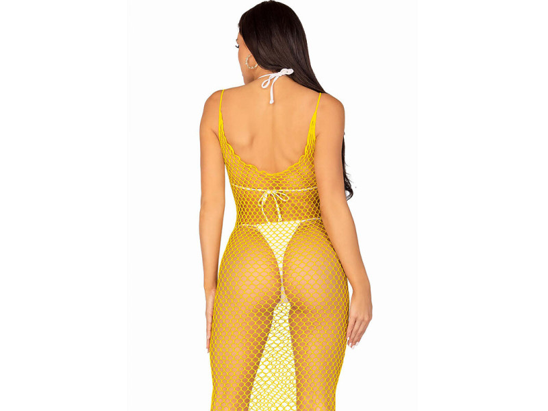 LEG AVENUE - LONG NET DRESS YELLOW ONE SIZE