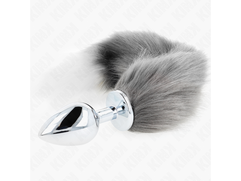 KINK - ANAL PLUG SIZE L 10 X 4 CM WITH SYNTHETIC TAIL 40 CM GREY AND WHITE