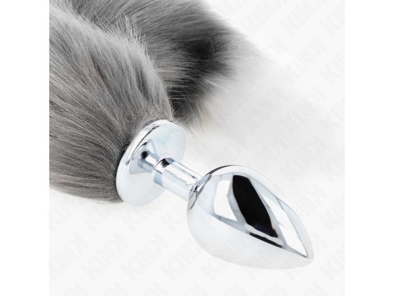 KINK - ANAL PLUG SIZE L 10 X 4 CM WITH SYNTHETIC TAIL 40 CM GREY AND WHITE