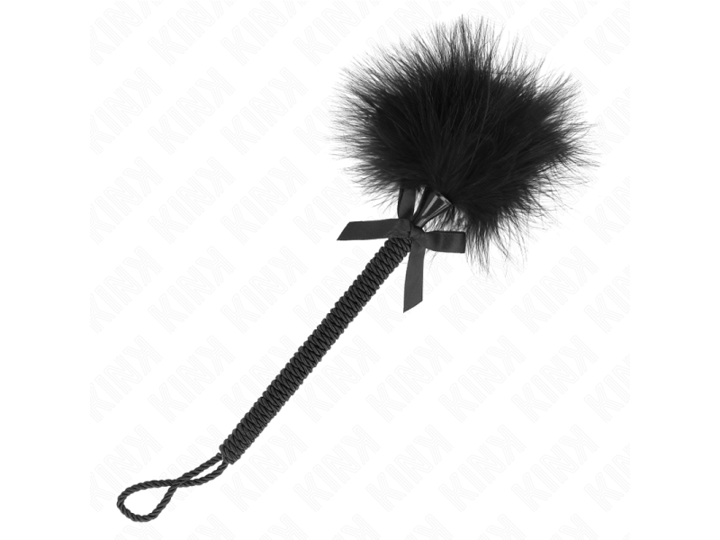 KINK - NYLON ROPE WAND WITH TICKLE FEATHERS AND BLACK BOW 25 CM