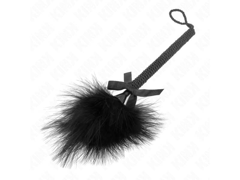 KINK - NYLON ROPE WAND WITH TICKLE FEATHERS AND BLACK BOW 25 CM
