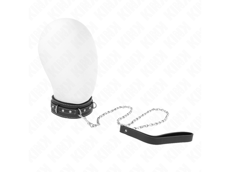 KINK - PVC LEATHER NECKLACE WITH BELT 105 CM RHINESTONE RIVET 41.5 X 4 CM