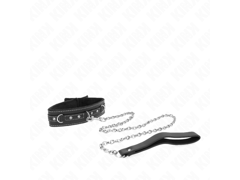 KINK - PVC LEATHER NECKLACE WITH BELT 105 CM RHINESTONE RIVET 41.5 X 4 CM