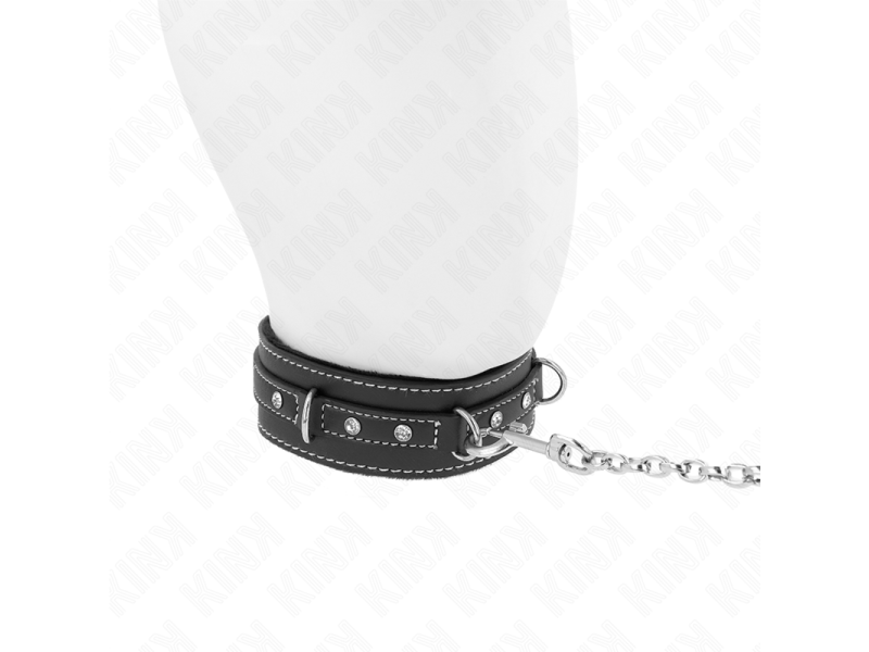 KINK - PVC LEATHER NECKLACE WITH BELT 105 CM RHINESTONE RIVET 41.5 X 4 CM