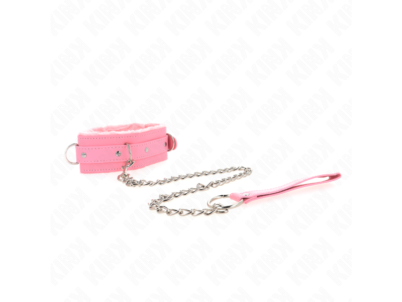 KINK - COLLAR WITH LEASH 65 CM WITH RESTRICTIONS PINK 36-42 CM X 5.5 CM