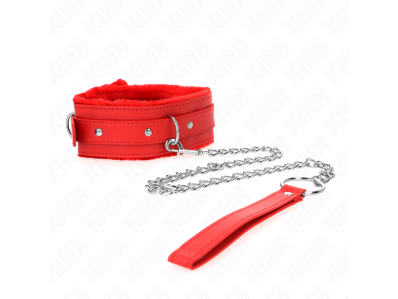 KINK - COLLAR WITH LEASH 65 CM WITH RESTRICTIONS RED 36-42 CM X 5.5 CM