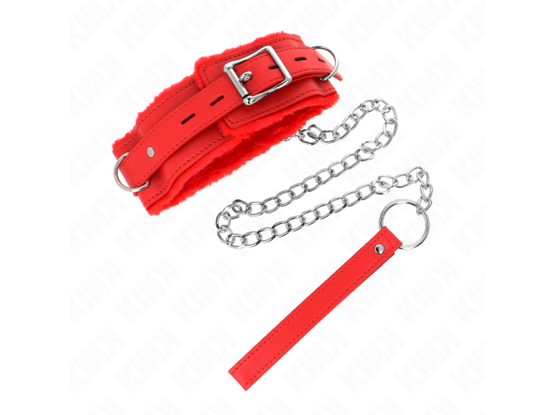 KINK - COLLAR WITH LEASH 65 CM WITH RESTRICTIONS RED 36-42 CM X 5.5 CM