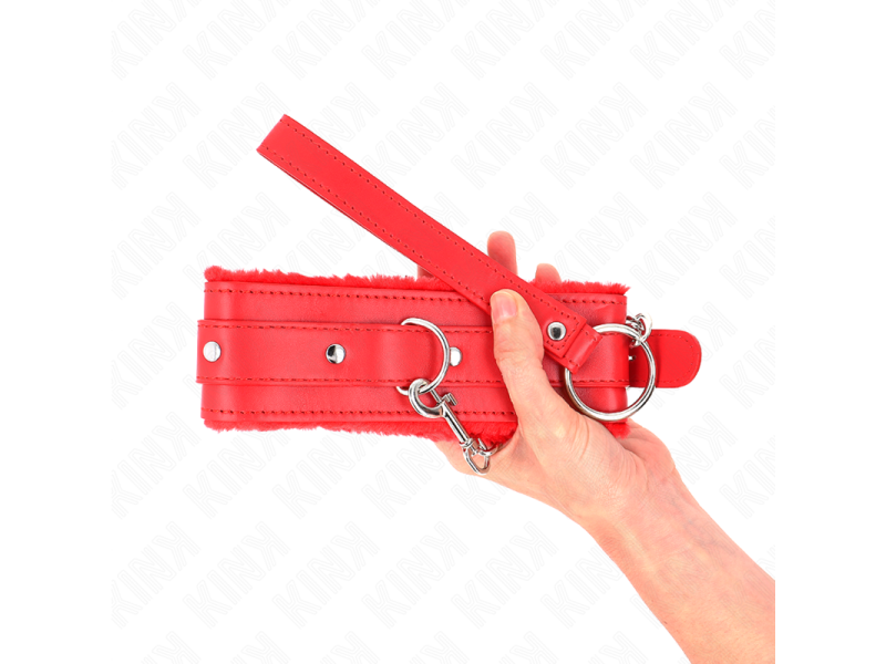 KINK - COLLAR WITH LEASH 65 CM WITH RESTRICTIONS RED 36-42 CM X 5.5 CM