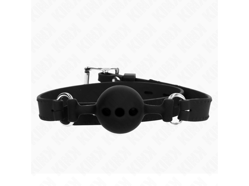 KINK - FULL SILICONE GAG 55 x 2 CM WITH 4 CM BALL SIZE S BLACK ADJUSTABLE 35-51 CM