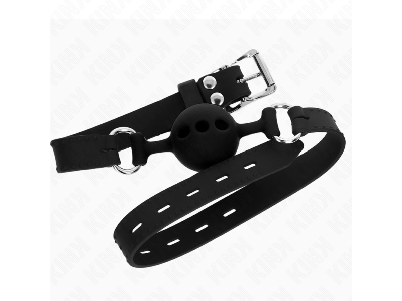 KINK - FULL SILICONE GAG 55 x 2 CM WITH 4 CM BALL SIZE S BLACK ADJUSTABLE 35-51 CM