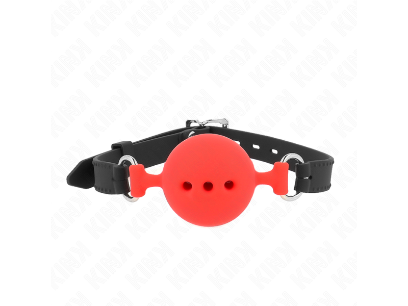 KINK - FULL SILICONE GAG 55 x 2 CM WITH 5 CM BALL SIZE L RED ADJUSTABLE 35-51 CM