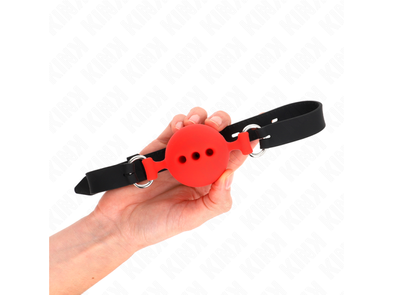 KINK - FULL SILICONE GAG 55 x 2 CM WITH 5 CM BALL SIZE L RED ADJUSTABLE 35-51 CM