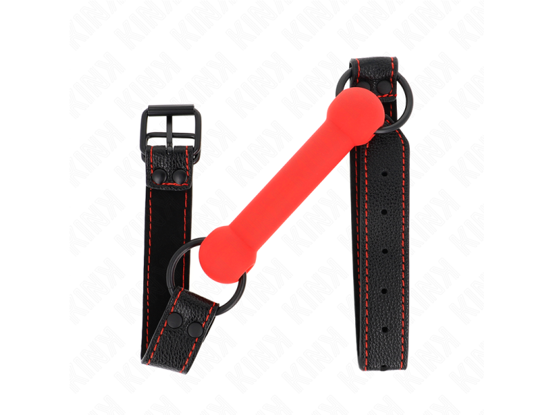 KINK - BONE GAG WITH LEATHERETTE STRAP RED ADJUSTABLE 41-57 CM