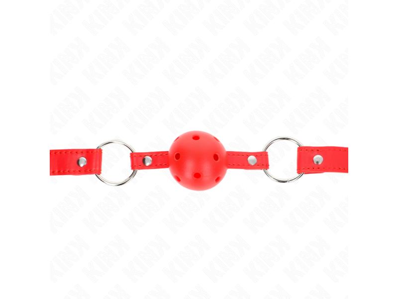 KINK - BREATHABLE BALL 4 CM GAG WITH DOUBLE RIVET MODEL 1 RED 62.5 x 2.5 CM ADJUSTABLE 42-58 CM