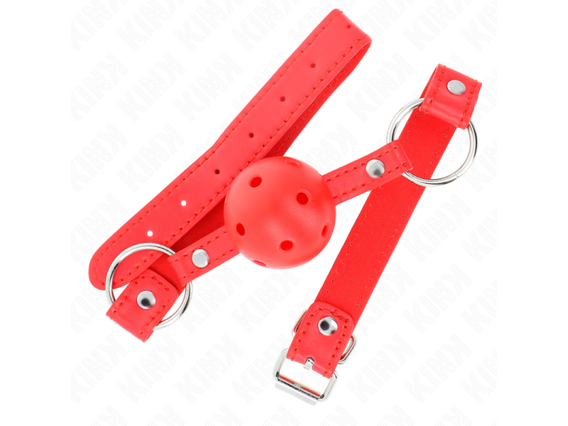 KINK - BREATHABLE BALL 4 CM GAG WITH DOUBLE RIVET MODEL 1 RED 62.5 x 2.5 CM ADJUSTABLE 42-58 CM