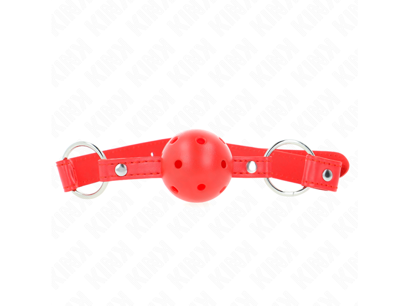 KINK - BREATHABLE BALL 4 CM GAG WITH DOUBLE RIVET MODEL 1 RED 62.5 x 2.5 CM ADJUSTABLE 42-58 CM