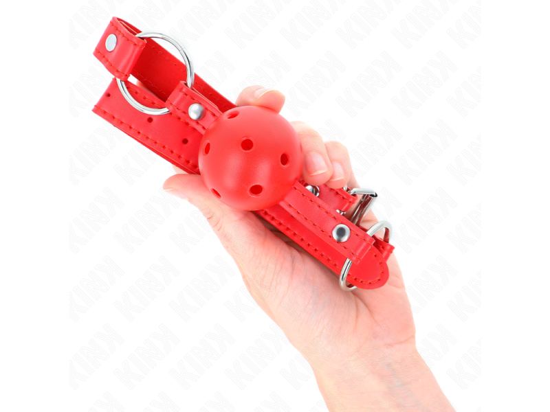 KINK - BREATHABLE BALL 4 CM GAG WITH DOUBLE RIVET MODEL 1 RED 62.5 x 2.5 CM ADJUSTABLE 42-58 CM