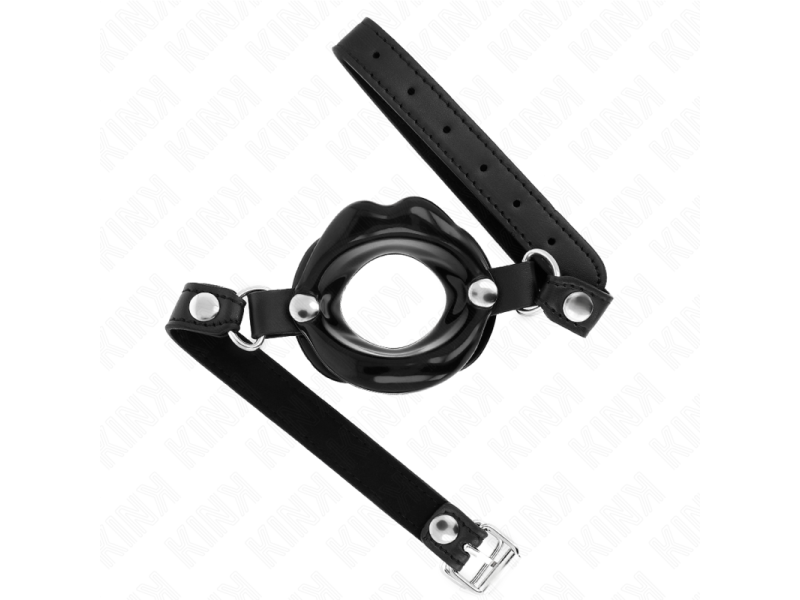 KINK - LIP 8 CM GAG WITH BLACK LEATHERETTE STRAP 63 x 2 CM ADJUSTABLE 39-58 CM