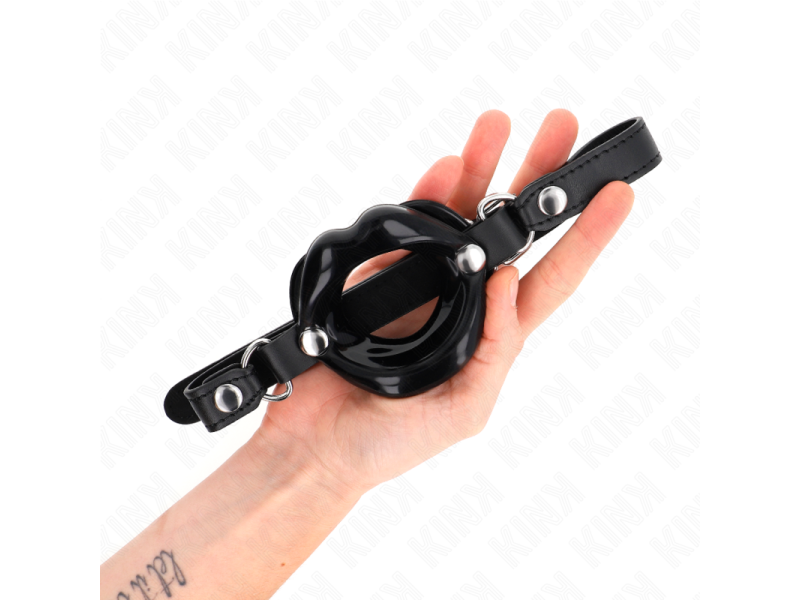 KINK - LIP 8 CM GAG WITH BLACK LEATHERETTE STRAP 63 x 2 CM ADJUSTABLE 39-58 CM