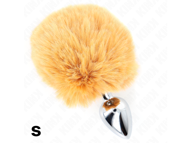 KINK - STAINLESS STEEL PLUG 7 x 3 CM WITH BEIGE FAUX FUR RABBIT TAIL 8 CM
