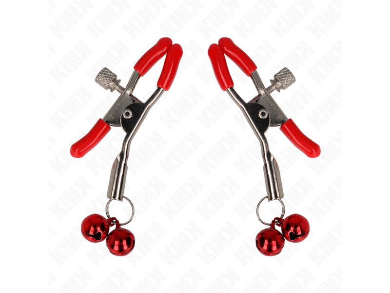 KINK - RED DOUBLE BELL NIPPLE CLAMP RED 6 CM