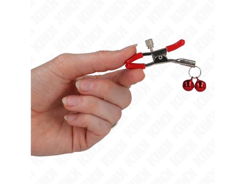 KINK - RED DOUBLE BELL NIPPLE CLAMP RED 6 CM