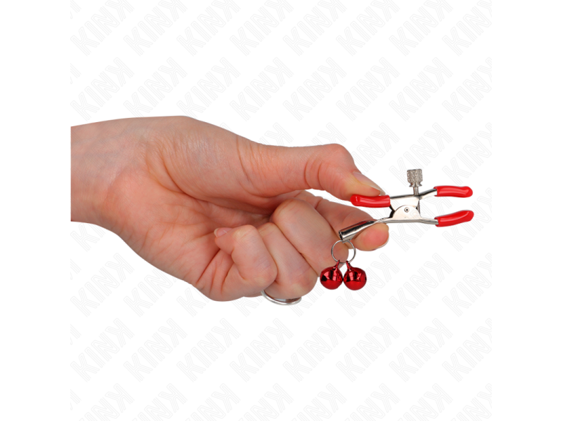 KINK - RED DOUBLE BELL NIPPLE CLAMP RED 6 CM