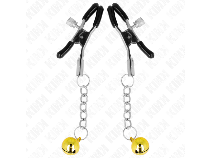 KINK - GOLD JINGLE BELL PENDANT NIPPLE CLAMPS 6 CM