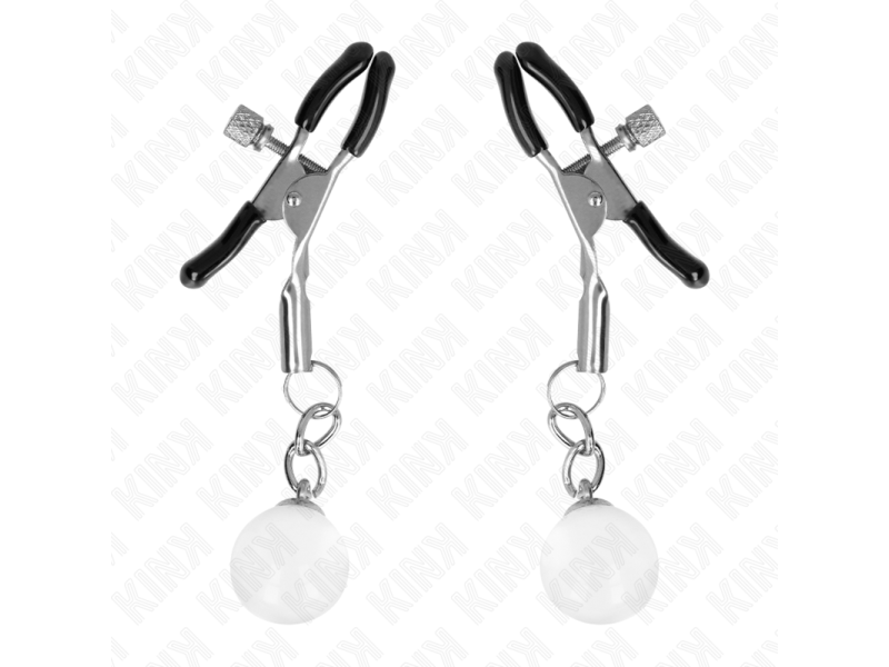 KINK - GLASS BEAD NIPPLE CLAMPS SILVER 6 CM