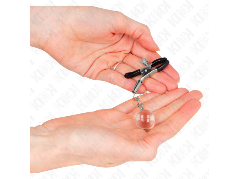 KINK - GLASS BEAD NIPPLE CLAMPS SILVER 6 CM