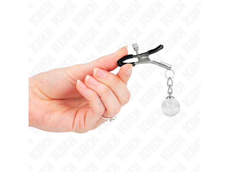 KINK - GLASS BEAD NIPPLE CLAMPS SILVER 6 CM