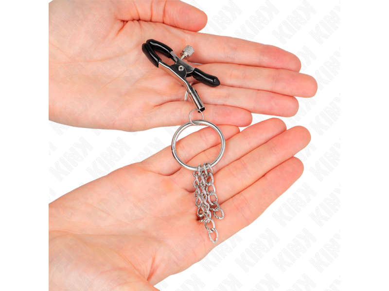 KINK - O RING NIPPLE CLAMP AND LITTLE CHAIN SILVER 6 CM