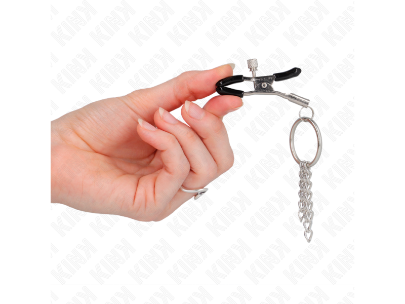 KINK - O RING NIPPLE CLAMP AND LITTLE CHAIN SILVER 6 CM