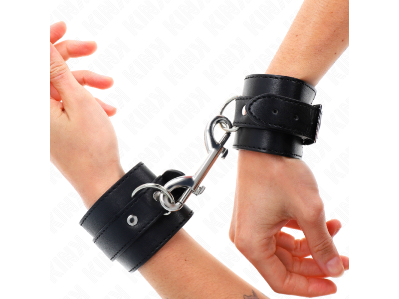 KINK - WRIST RESTRAINTS-SINGLE RIVET ROW AND BIG BUCKLE BLACK ADJUSTABLE 17-28 CM X 5 CM