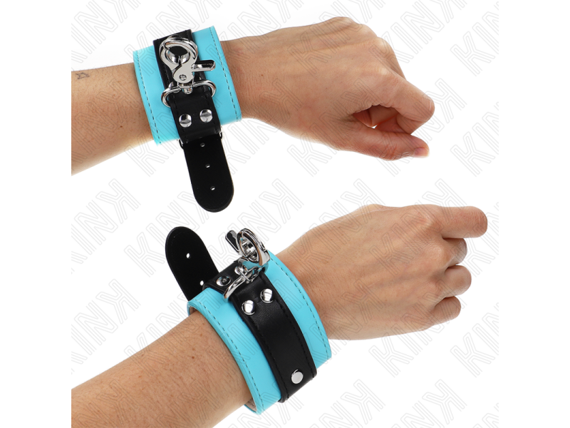 KINK - PREMIUM LOCKABLE WRIST RESTRAINTS BLACK / BLUE ADJUSTABLE 21-28 CM X 5.5 CM