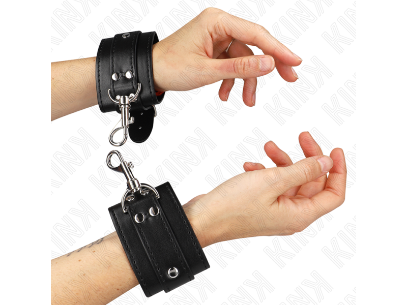 KINK - LOCKABLE DUNGEON WRIST RESTRAINTS BLACK ADJUSTABLE 21-28 CM X 5.5 CM